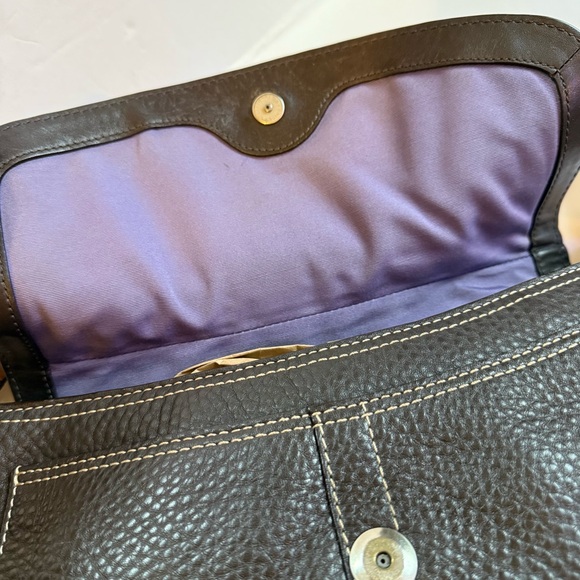 ❌SOLD🏷️Vintage COACH Brown Pebble Leather Shoulder Bag, "Chelsea" Flap Bag - Picture 3 of 12